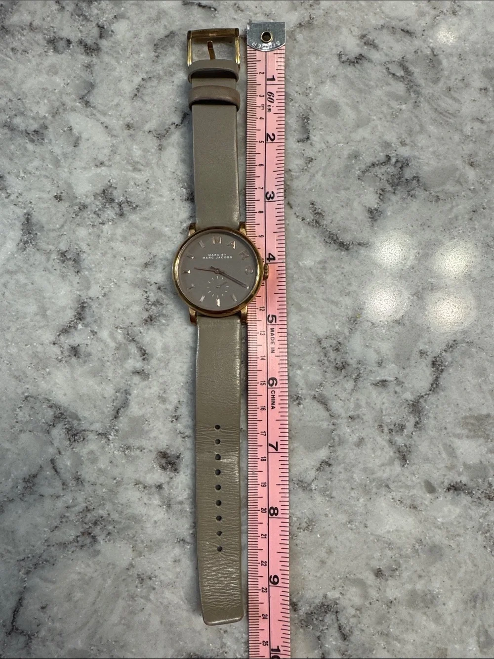 Marc by Marc Jacobs Beige Leather Watch with Gold-Tone Case